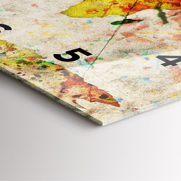 Square wall clock Colored world map