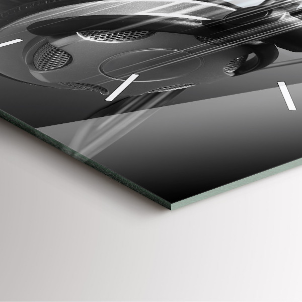 Square wall clock Microphone and Headphones