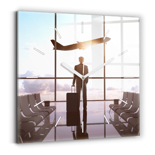 Square wall clock Man at the airport
