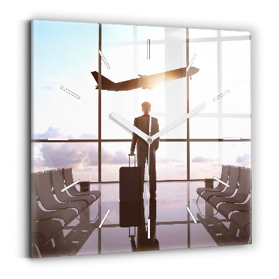 Square wall clock Man at the airport