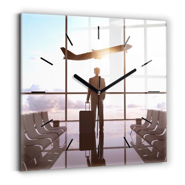 Square wall clock Man at the airport