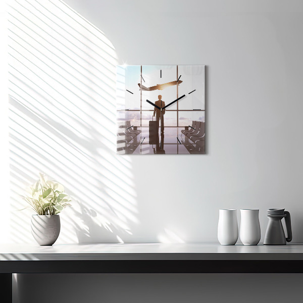 Square wall clock Man at the airport