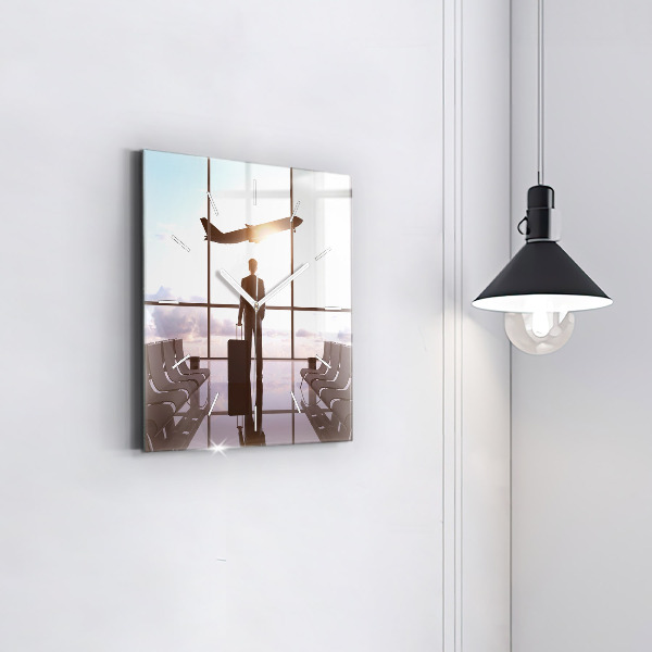 Square wall clock Man at the airport