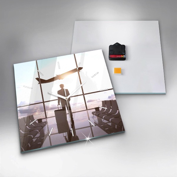 Square wall clock Man at the airport