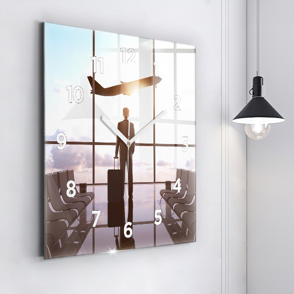 Square wall clock Man at the airport
