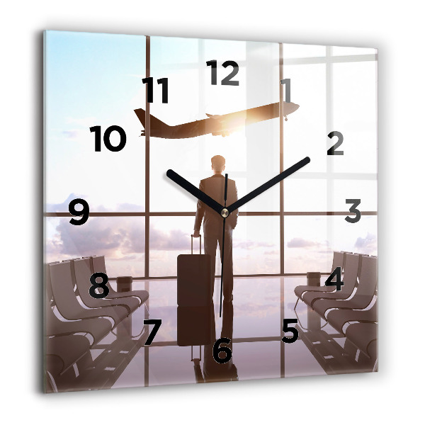 Square wall clock Man at the airport