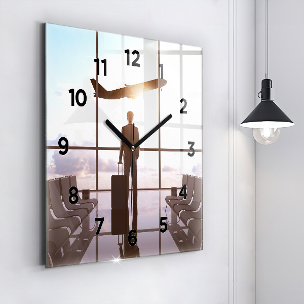 Square wall clock Man at the airport