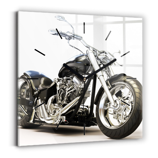 Square wall clock Black motorcycle