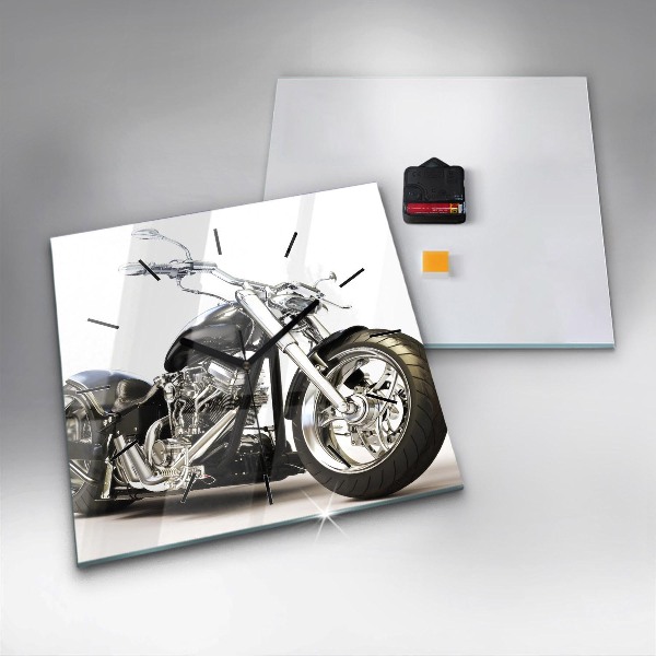 Square wall clock Black motorcycle