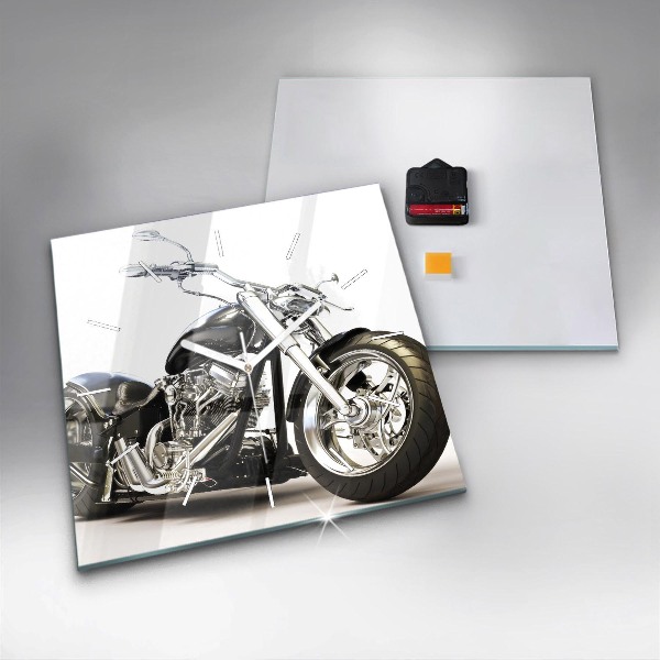 Square wall clock Black motorcycle