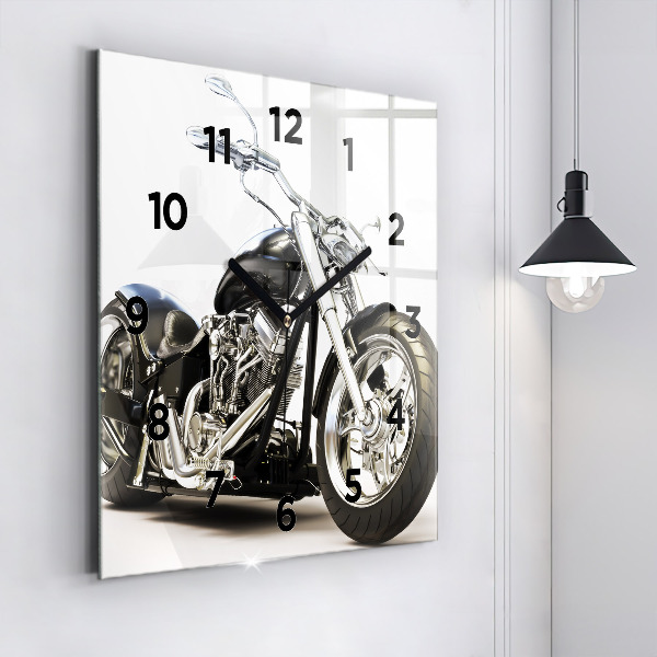 Square wall clock Black motorcycle