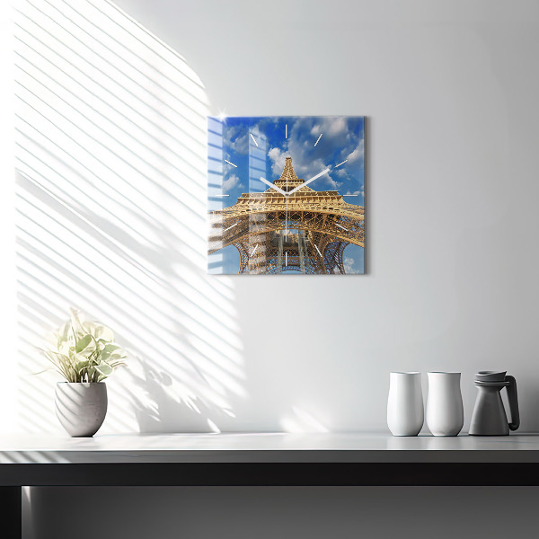 Square wall clock France Eiffel Tower