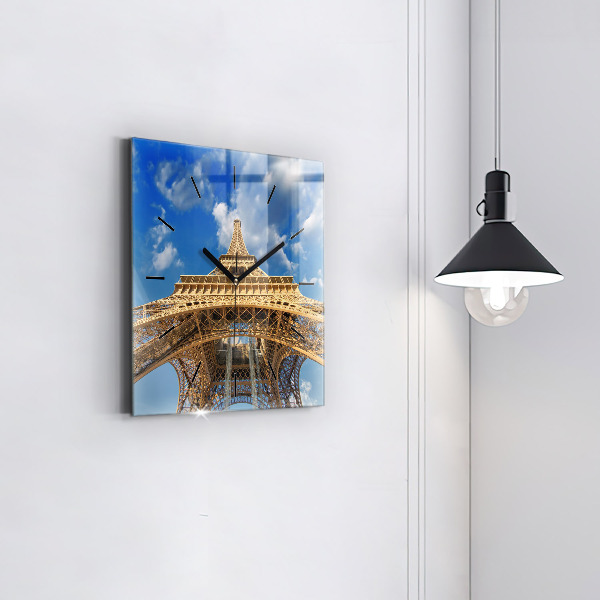 Square wall clock France Eiffel Tower