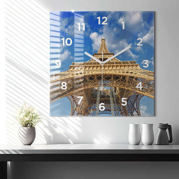 Square wall clock France Eiffel Tower