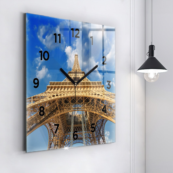 Square wall clock France Eiffel Tower
