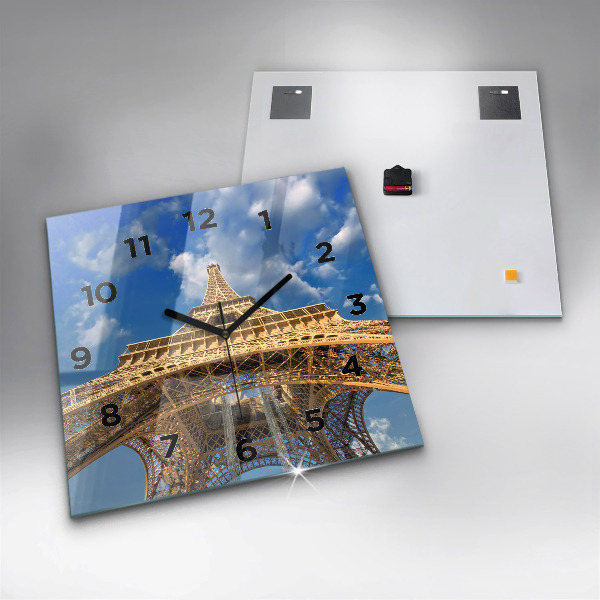 Square wall clock France Eiffel Tower