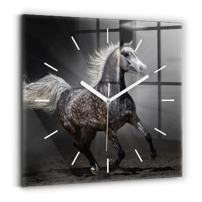 Square wall clock Galloping horse