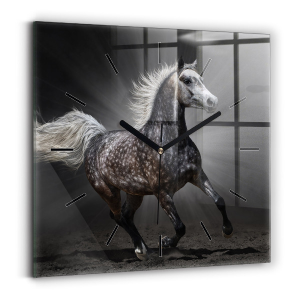 Square wall clock Galloping horse