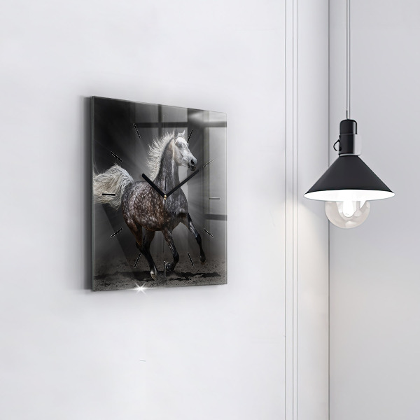 Square wall clock Galloping horse