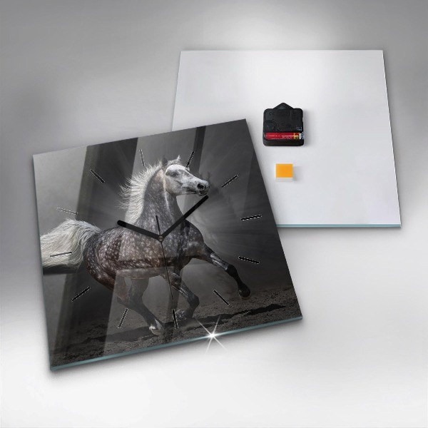 Square wall clock Galloping horse