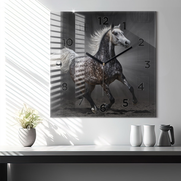 Square wall clock Galloping horse