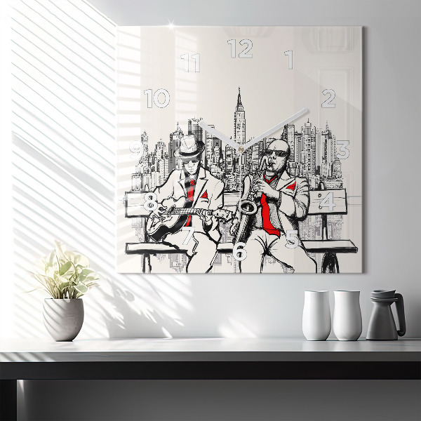Square wall clock Jazz in New York
