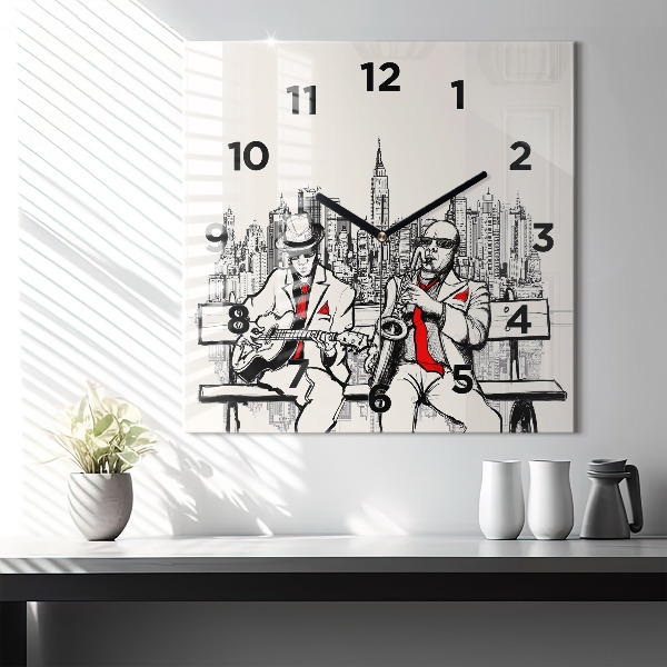 Square wall clock Jazz in New York