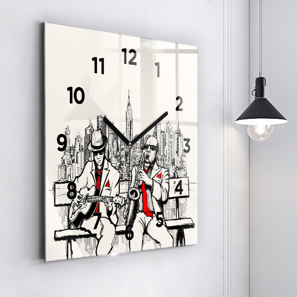 Square wall clock Jazz in New York