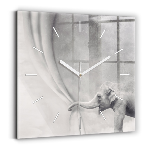 Square wall clock Elephant