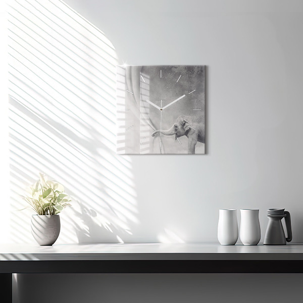 Square wall clock Elephant