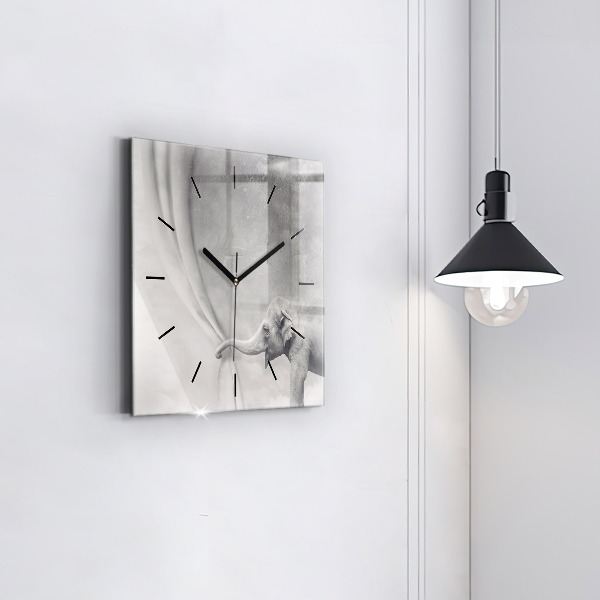 Square wall clock Elephant