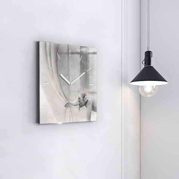 Square wall clock Elephant