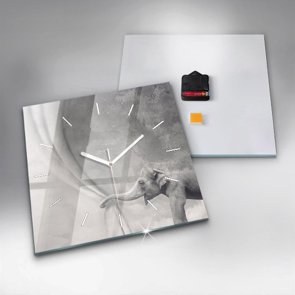 Square wall clock Elephant