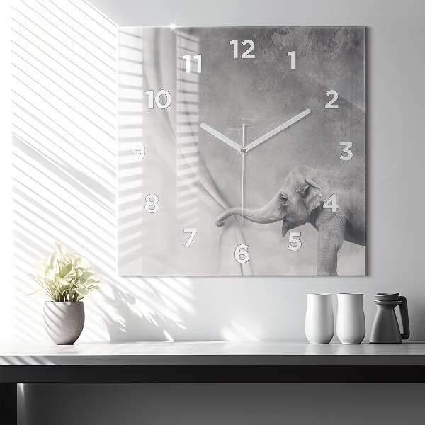 Square wall clock Elephant