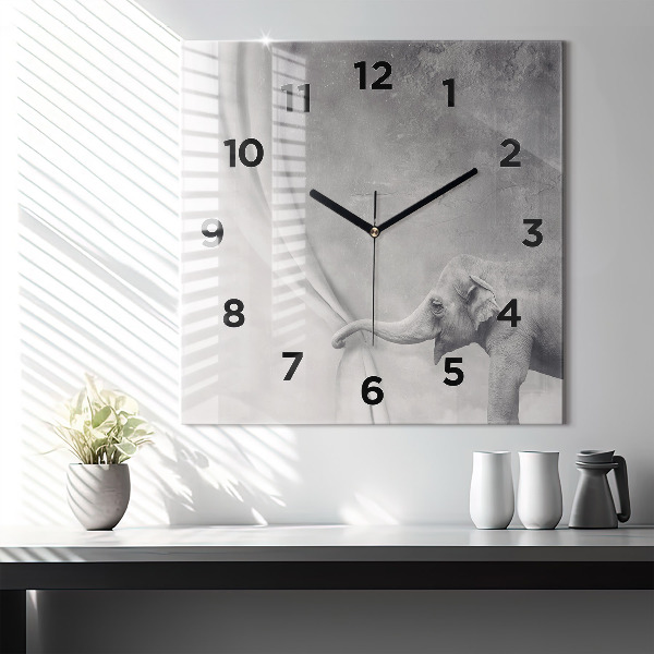 Square wall clock Elephant