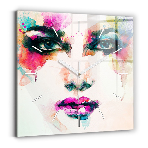 Square wall clock Abstract woman face