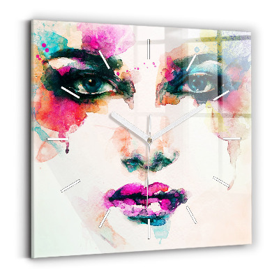 Square wall clock Abstract woman face