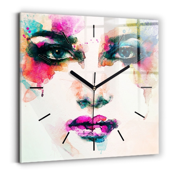 Square wall clock Abstract woman face