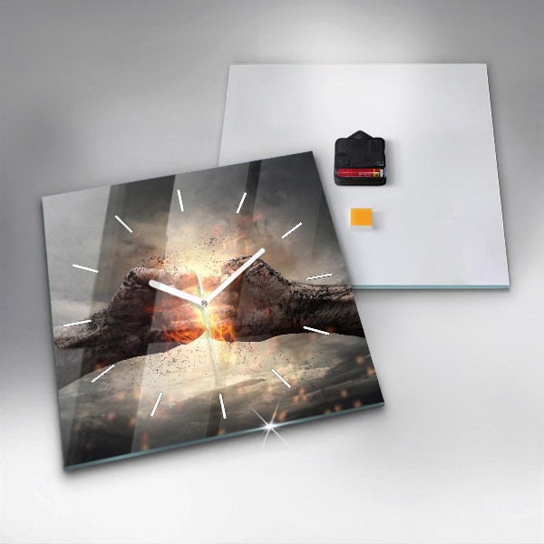 Square wall clock Fists Strength Power