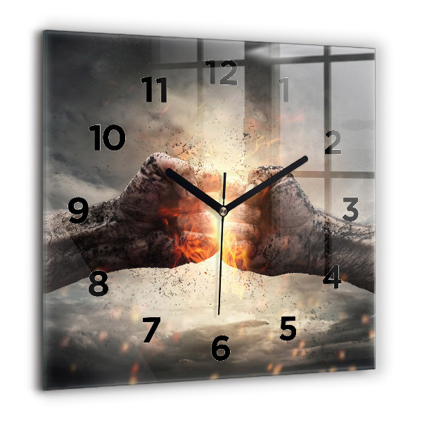 Square wall clock Fists Strength Power