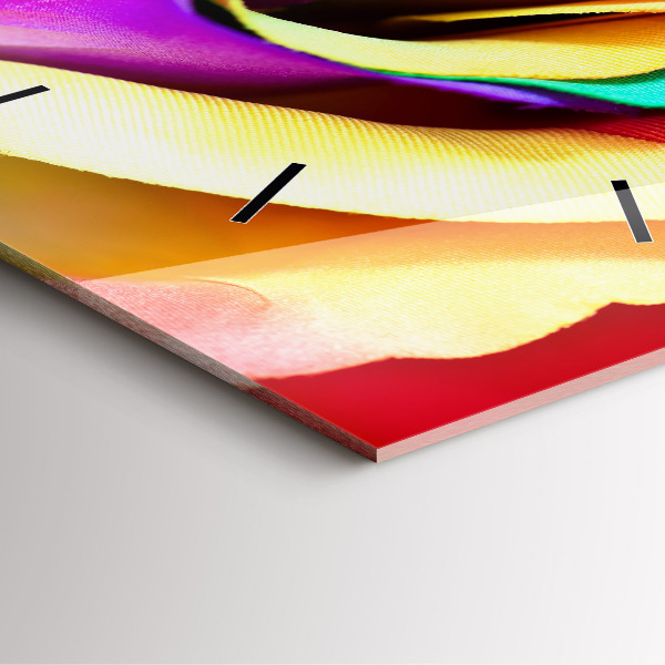 Square wall clock Rainbow Rose