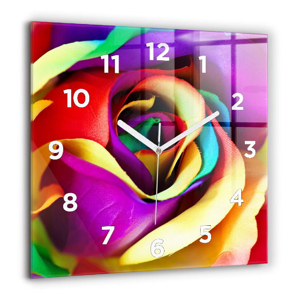 Square wall clock Rainbow Rose
