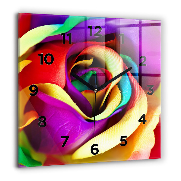 Square wall clock Rainbow Rose