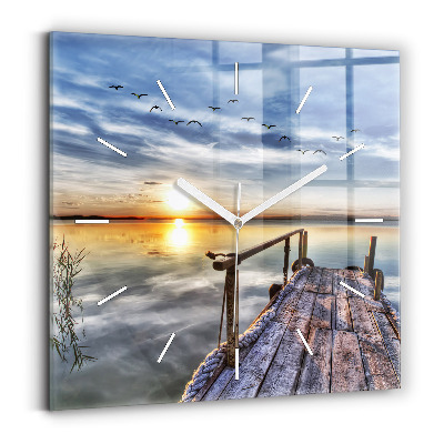 Square wall clock Lake Sunset