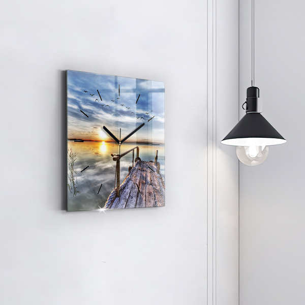 Square wall clock Lake Sunset