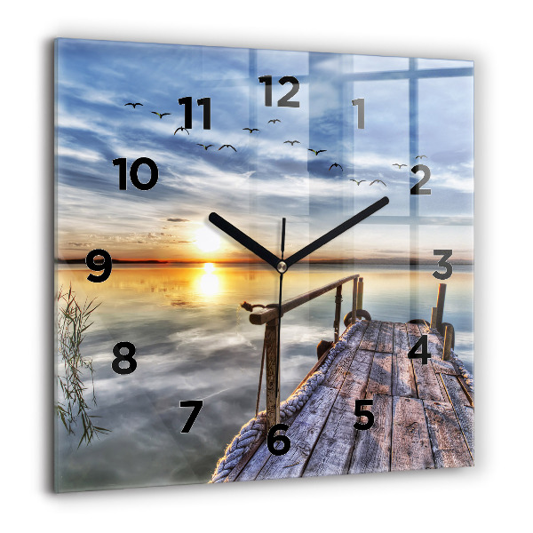 Square wall clock Lake Sunset