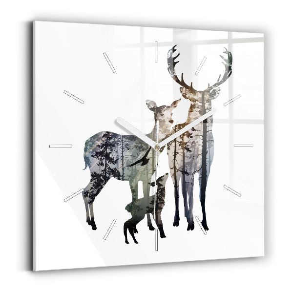 Square wall clock Deer family