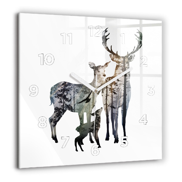 Square wall clock Deer family