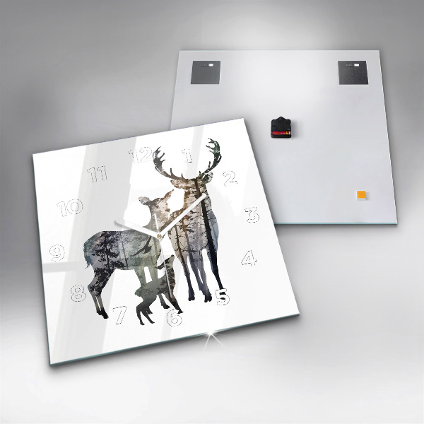 Square wall clock Deer family