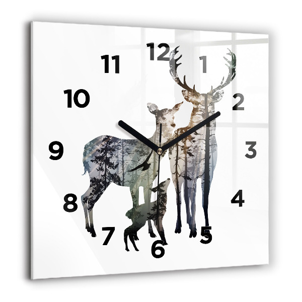 Square wall clock Deer family